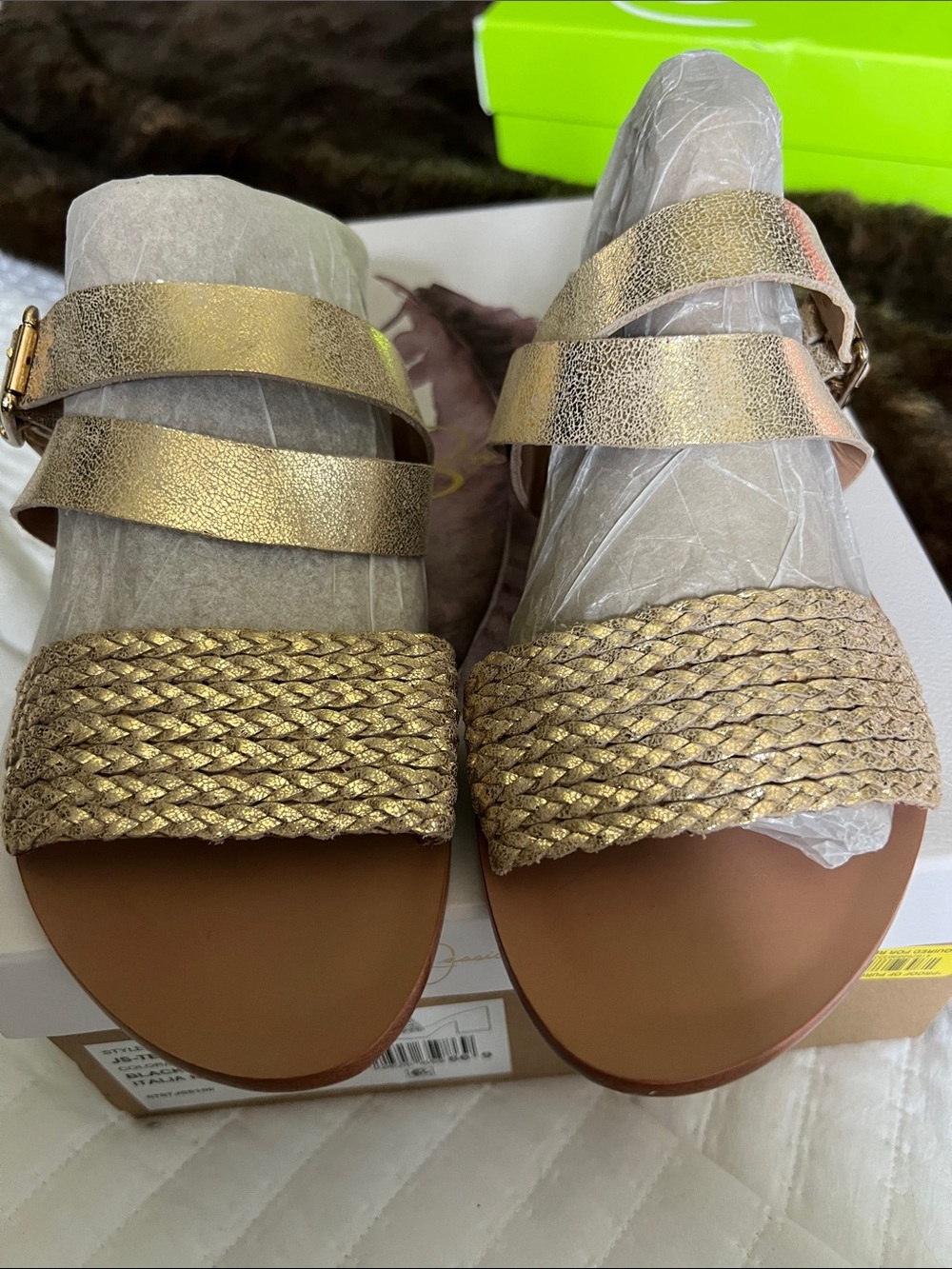 Kaanas Gold Braided & Metallic Strap Sandals